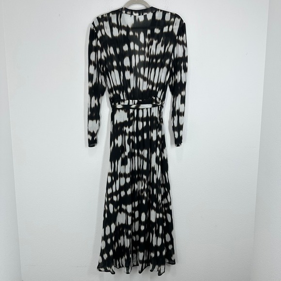Bella Dahl XS Black White Print Rayon Maxi Dress Button Front Long Sleeve Resort - Picture 14 of 14